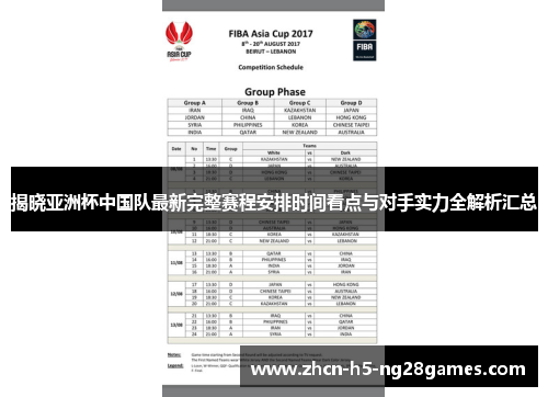 揭晓亚洲杯中国队最新完整赛程安排时间看点与对手实力全解析汇总