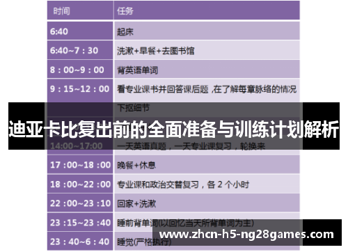 迪亚卡比复出前的全面准备与训练计划解析